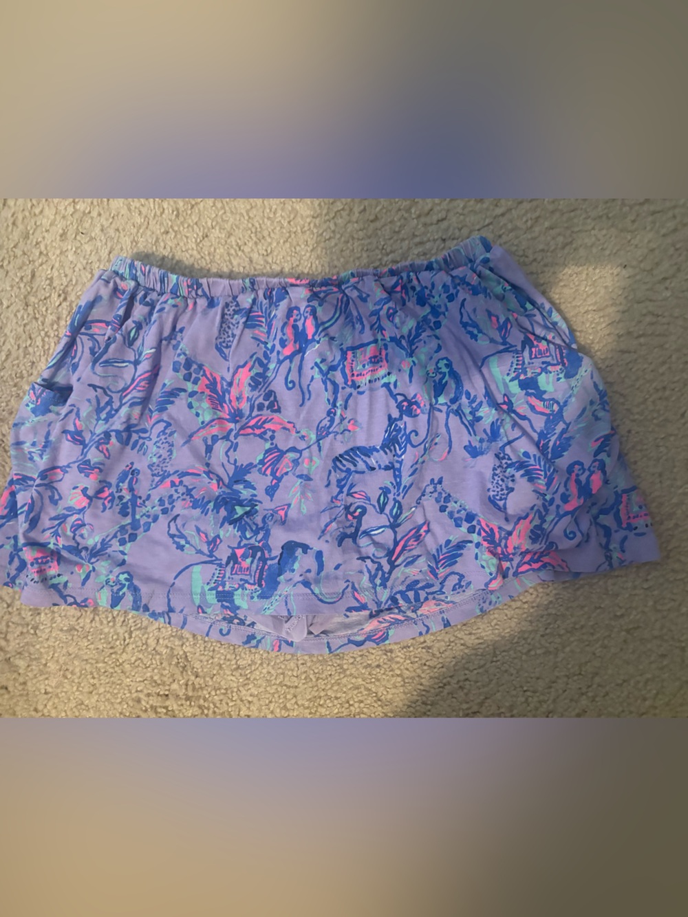 Lilly Pulitzer Lavender Tropical Print Skort with Coral & Aqua Accents